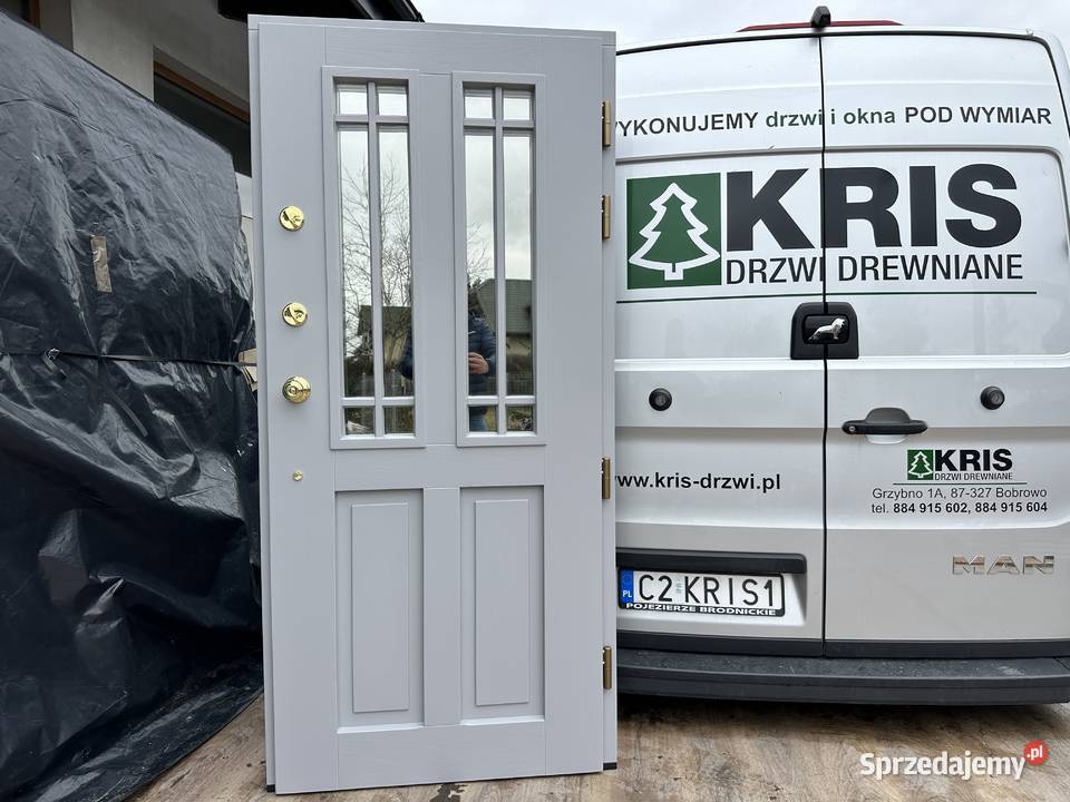 Drzwi zewnętrzne drewniane AMERYKAŃSKIE Z KLAMKĄ