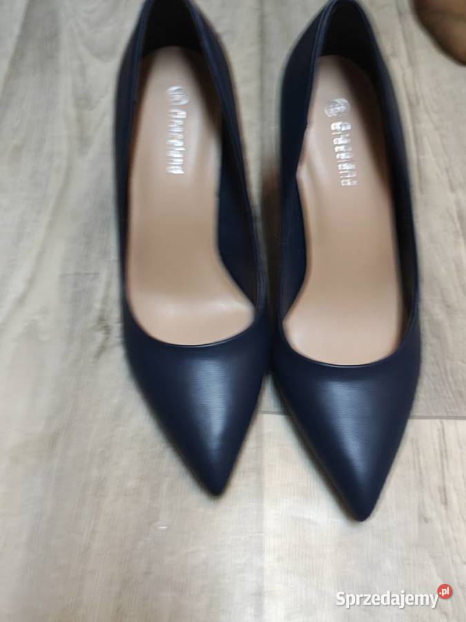 38 Granatowe czółenka szpilki wieczorowe NOWE skóra ekologiczna Kraków