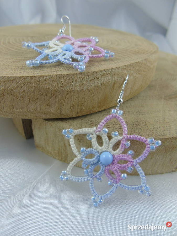 Kolczyki frywolitkowe różne wzory i kolory małopolskie Wiśniowa sprzedam