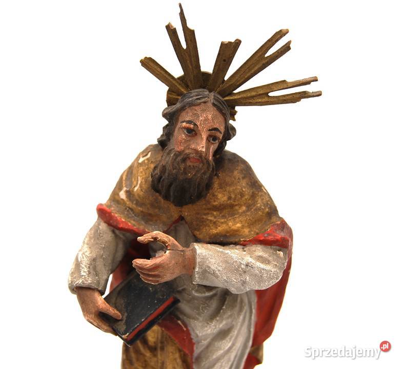 Święty z księgą rzeźba drewniana XIX w Poznań sprzedam