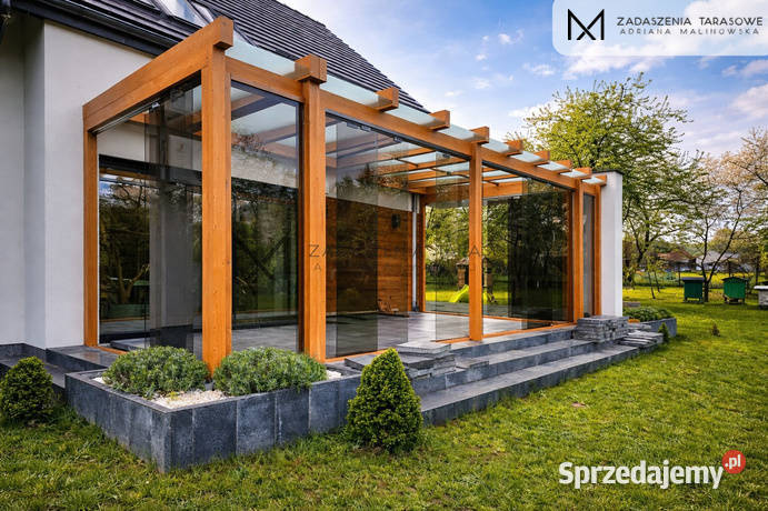 Zadaszenie tarasu Szkło i drewno Producent Opole