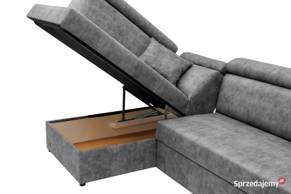 Narożnik Szary Duży z Funkcją Spania WOJTEK II Dom i Ogród Rzeszów