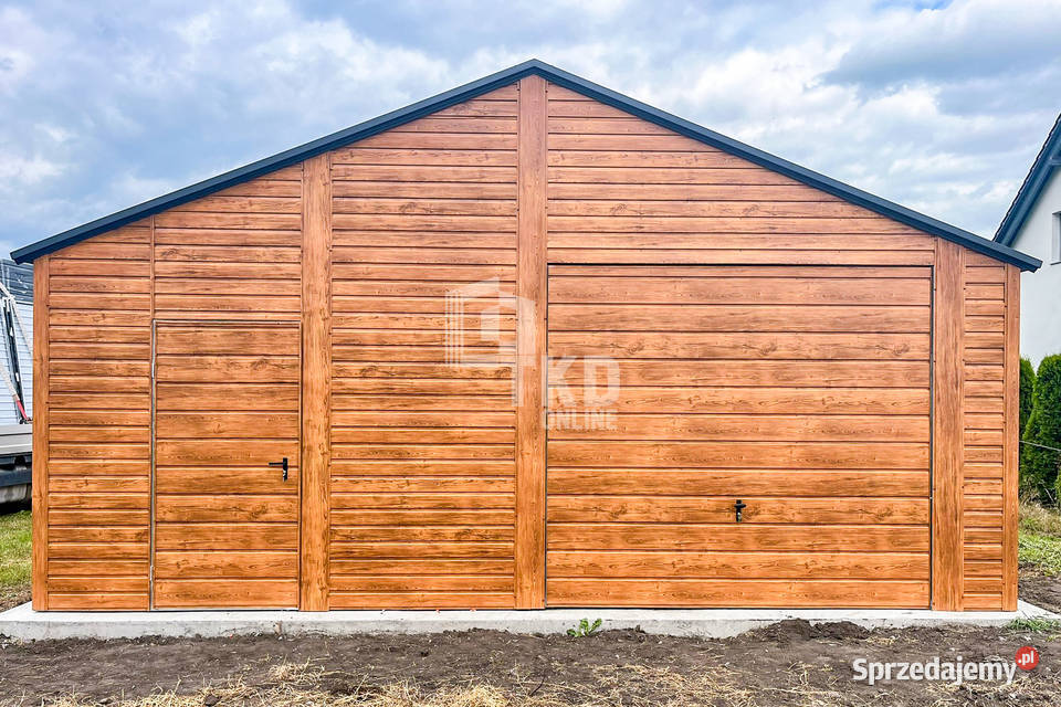 Garaż blaszany 7x7m Brama uchylna drzwi 6x okno Sprzedaż Białystok
