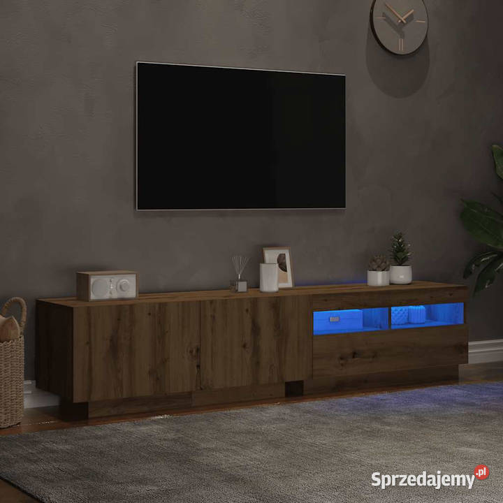 Szafka pod TV z oświetleniem LED dąb artisan Warszawa sprzedam