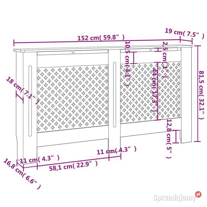 vidaXL Osłona na kaloryfer czarna 152x19x815 MDF Warszawa