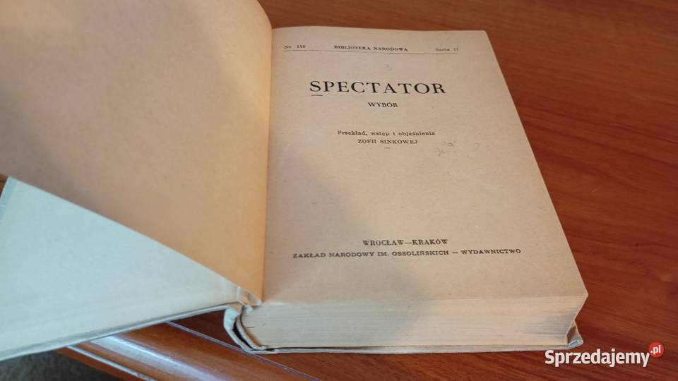 Spectator wybór przekł Zofia Sinkowa Biblioteka Gdańsk sprzedam