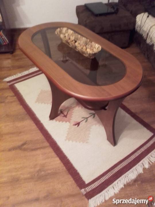 STOLIK KAWOWY ŁĄWA Z SZYBĄ ORZECH opolskie Nysa