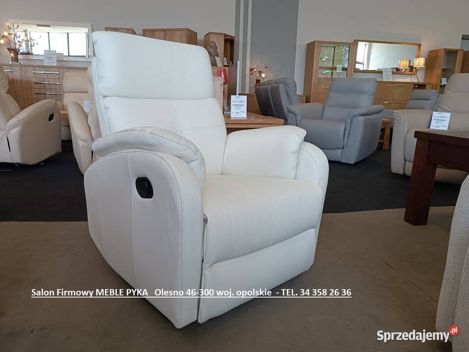 Fotel RELAX w Skórze Naturalnej Bujany Obrotowy Olesno