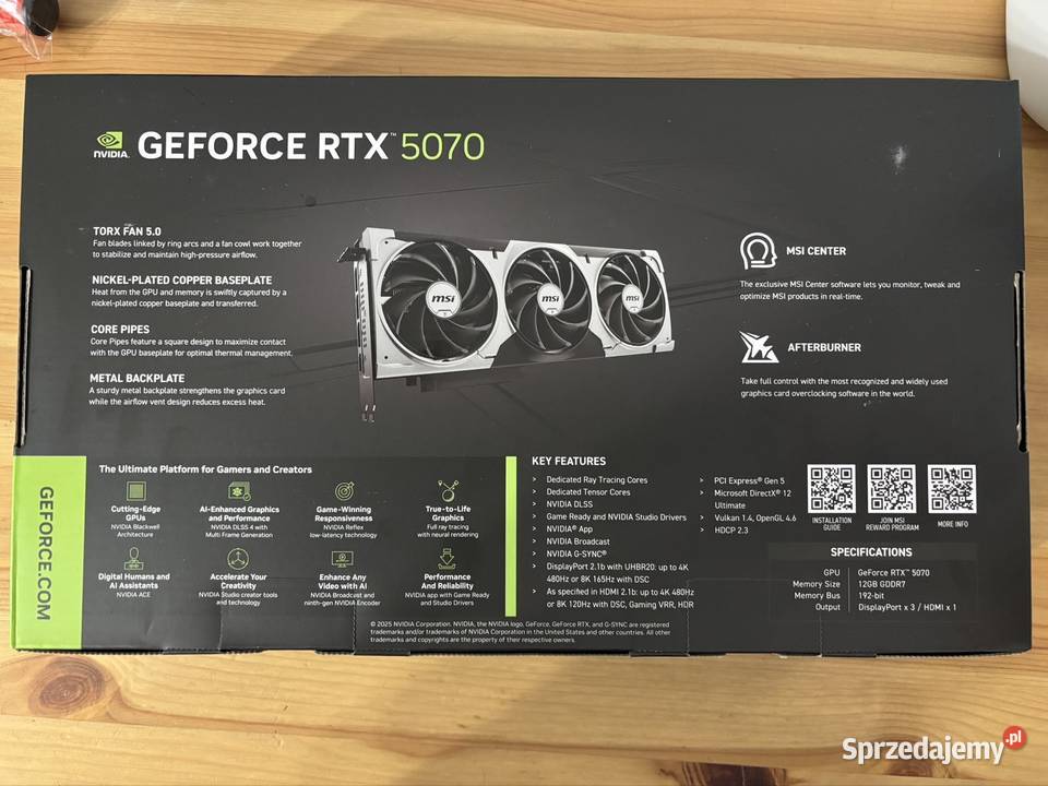 Msi Ventus Geforce Rtx 5070 12Gb 3X Oc Nvidia Karty graficzne Warszawa