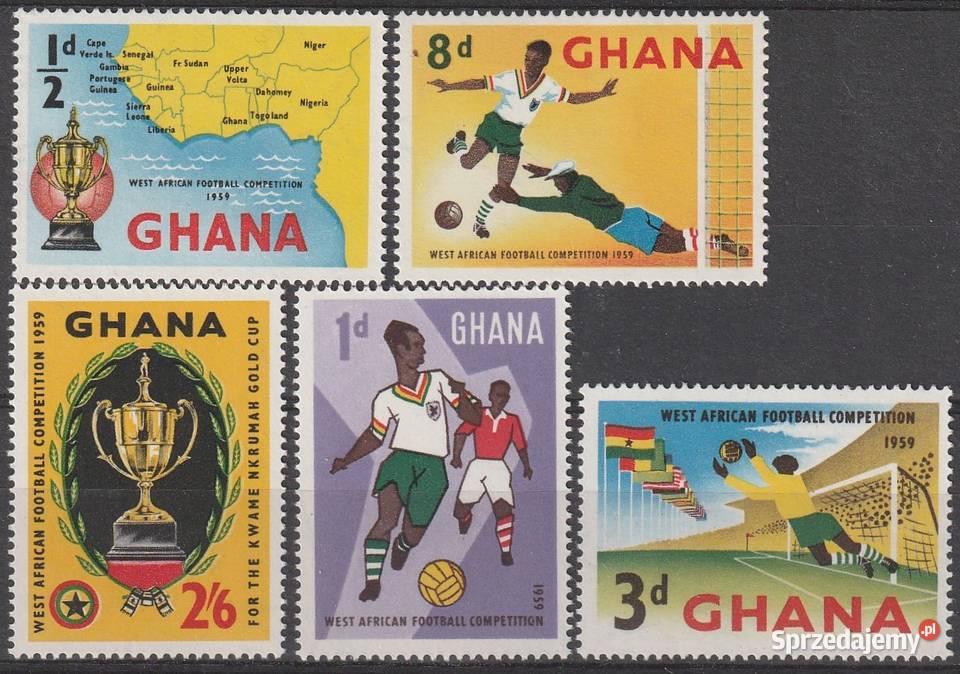 GHANA PIŁKA NOŻNA 1959 CZYSTE Filatelistyka Łódź
