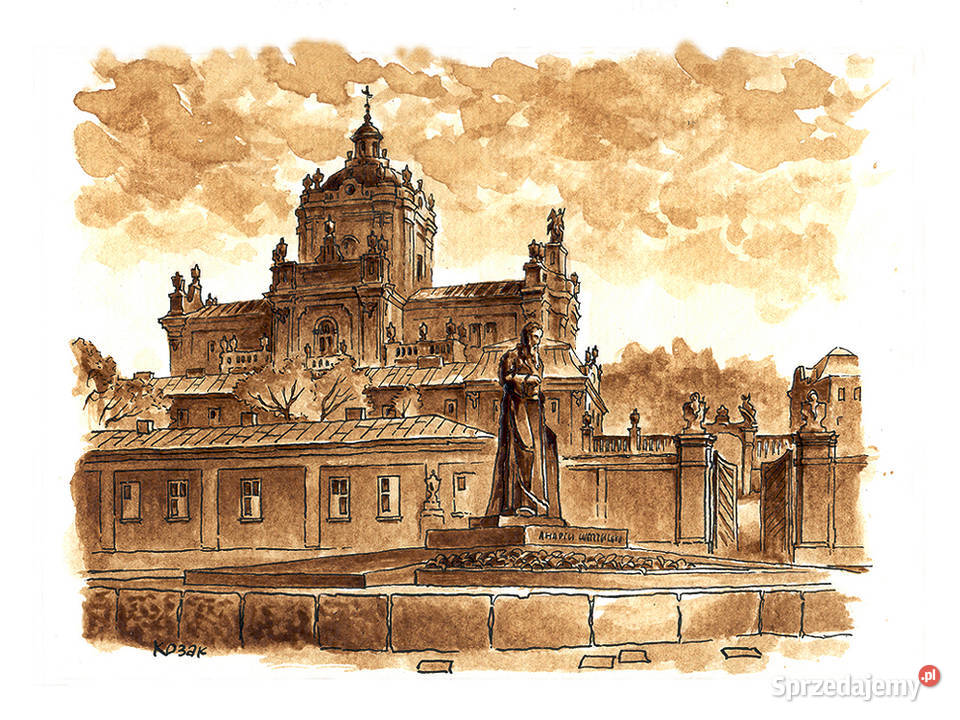 Grafika Lwów Katedra Św Jura Pomnik Szeptyckiego mazowieckie