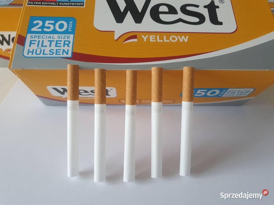 Gilzy Papierosowe WEST YELLOW 250 z Długim Zielona Góra