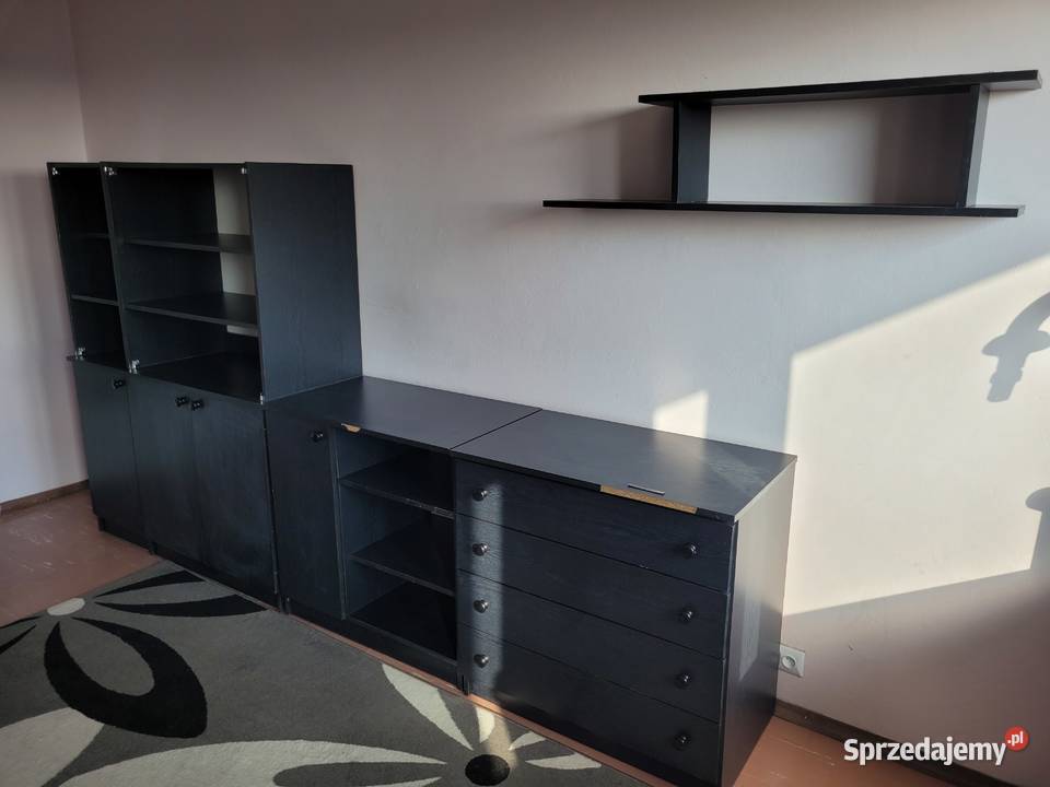 Zestaw czarnych grafitowych mebli szafki komoda Płock
