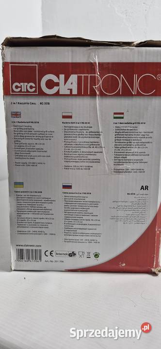 Grill Raclette Clatronic RG 3518 2w1 Gorący Biłgoraj