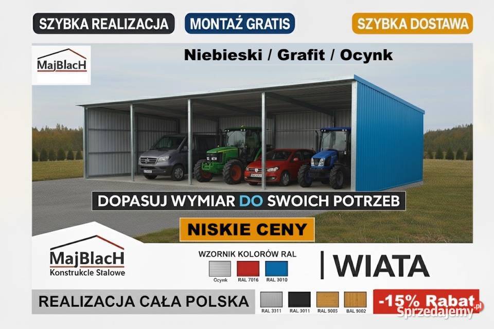A200Kolory RAL WIATA OCYNKOWANA GARAŻ BLASZANY Chełmno