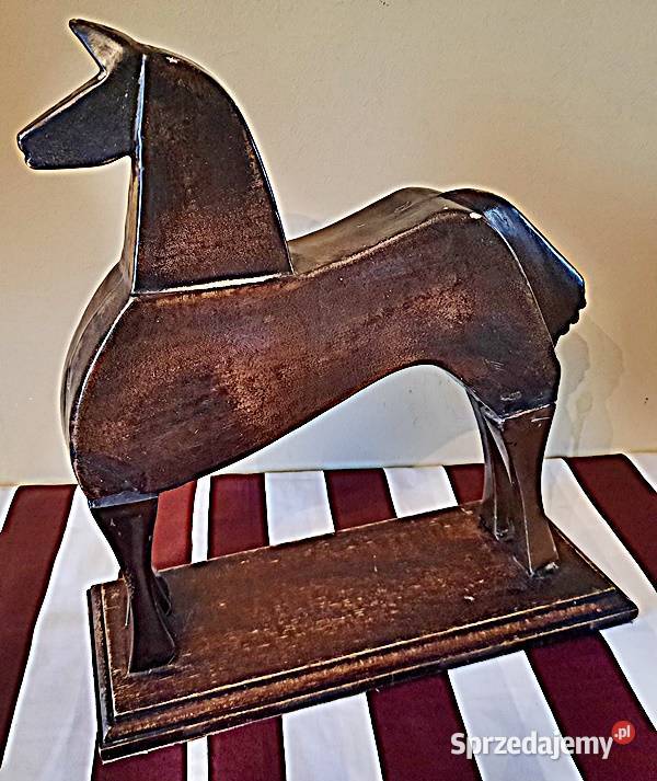 Koń dekoracja ceramika drewno wysokość 35 Dekoracje i ozdoby wielkopolskie Ostrów Wielkopolski sprzedam