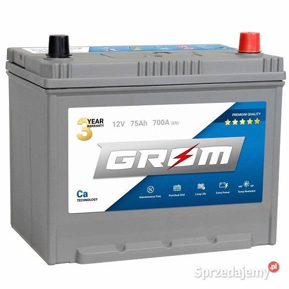 Akumulator Grom Premium 75Ah 750A Japan Prawy