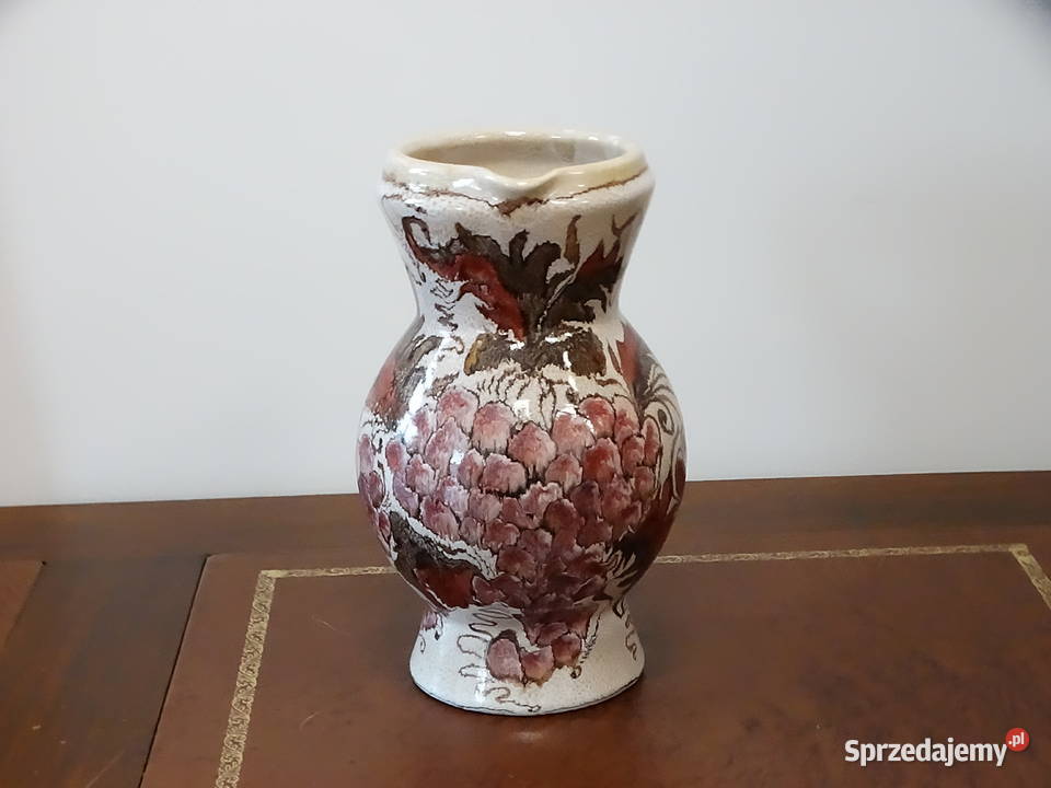 Stylowy ceramiczny dzbanek wazon vintage motyw lubelskie Biłgoraj
