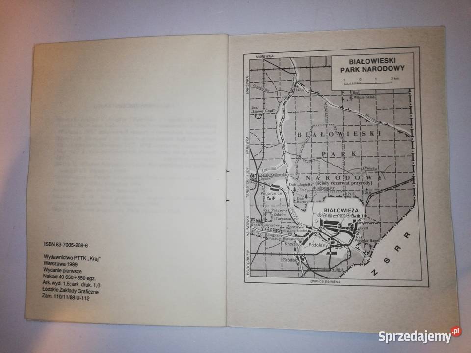Mapa Białowieży1989r Warszawa