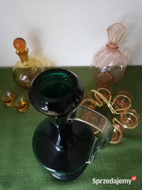 Zielona karafka wazon z uchem Gorlice