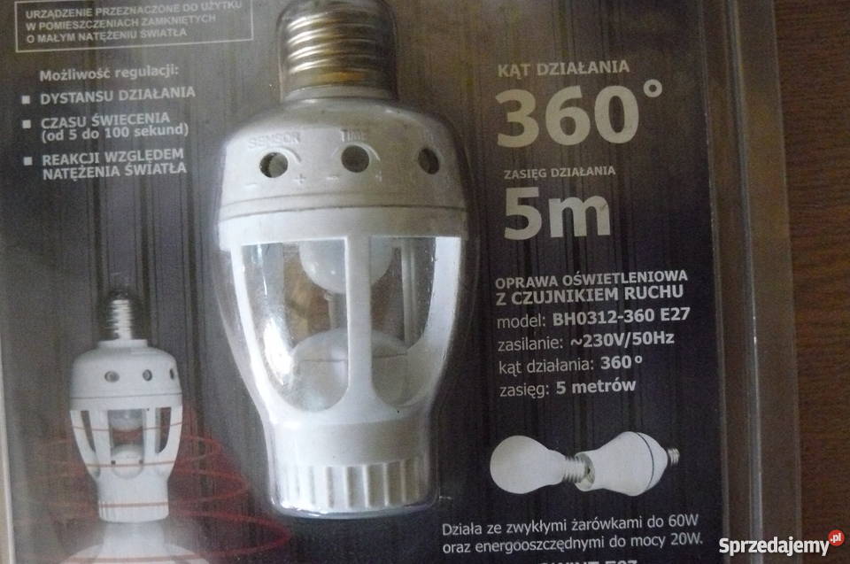 Oprawa z czujnikiem zmierzchu i ruchu 360 stopni Nowa Sól