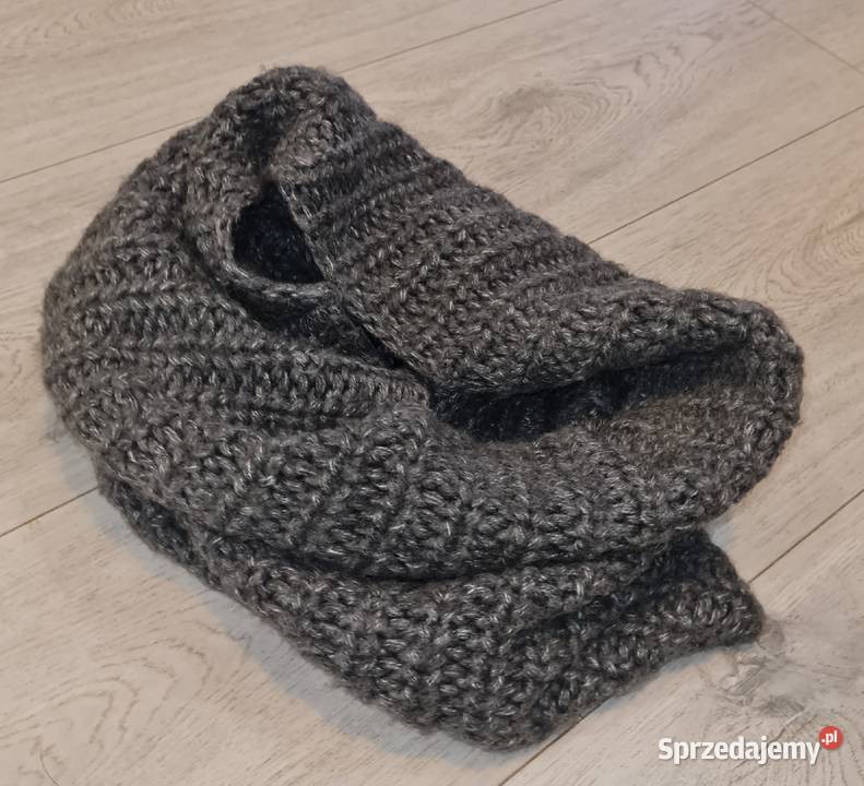 Szalik wełniany komin damski szary HM