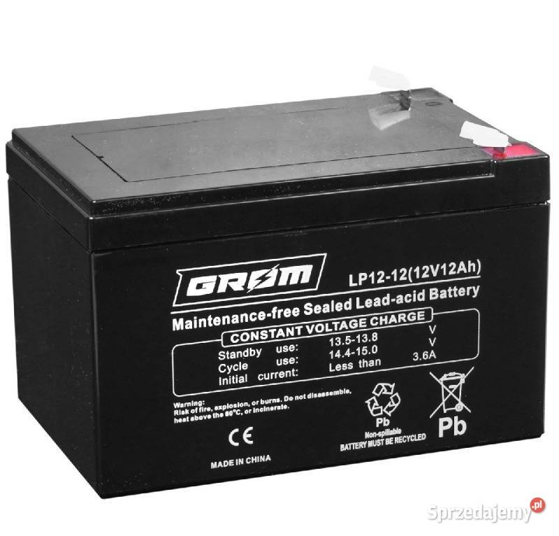 Akumulator żelowy 12V 12Ah GROM LP1212 Łódź