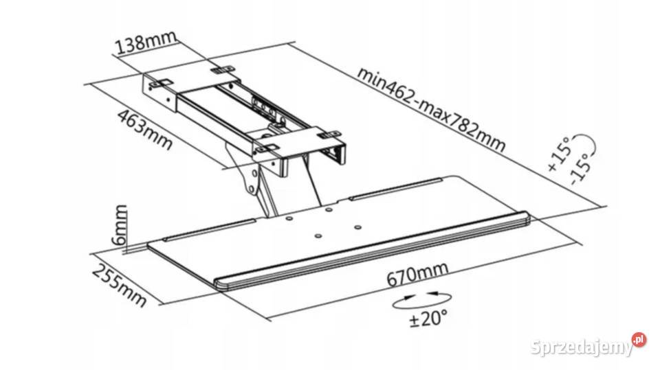 szuflada uchwyt polka pod klawiatura