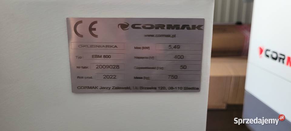 Okleiniarka CORMAK EBM800 Rocznik 2022 Stan