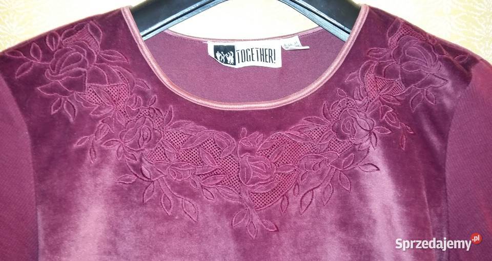 Bluzka welurowa bordowa z haftem S Łódź