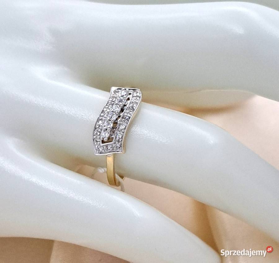Pierścionek r14 Złoty pr585 Glamour fala Z859 Poznań sprzedam