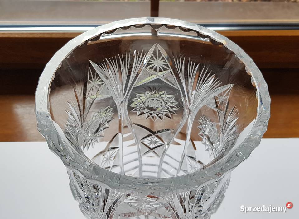 Duży kryształowy wazon ok 41 kryształ PRL Porcelana i szkło Dąbrowa Górnicza