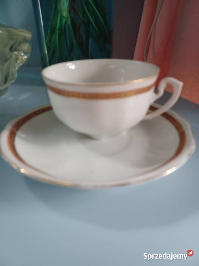 Stara filiżanka Ćmielów ze złoceniem Porcelana i szkło