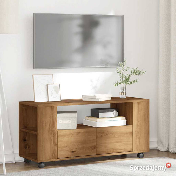 Szafka pod TV z kółkami dąb artisan materiał mazowieckie