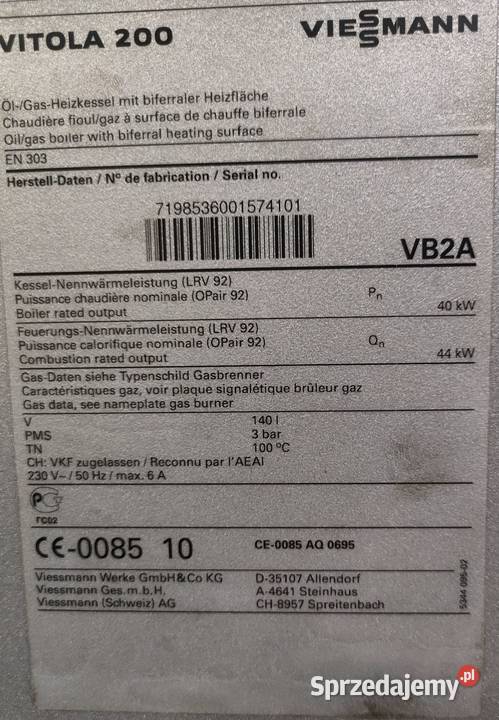 Kocioł Viessmann Vitola 200 40kW komplet Radomsko sprzedam
