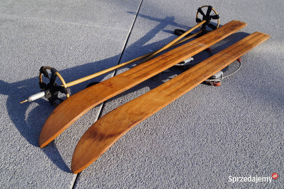 Stare narty dziecięce 100 kijki w komplecie Pruchnik