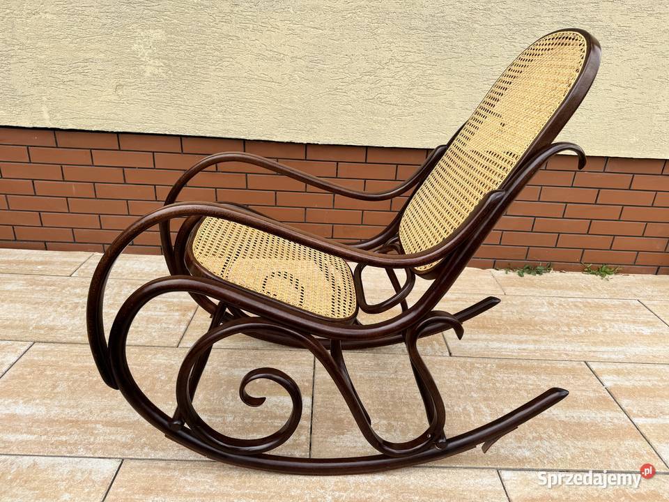 Fotel bujany z rafią na biegunach drewniany sprzedam