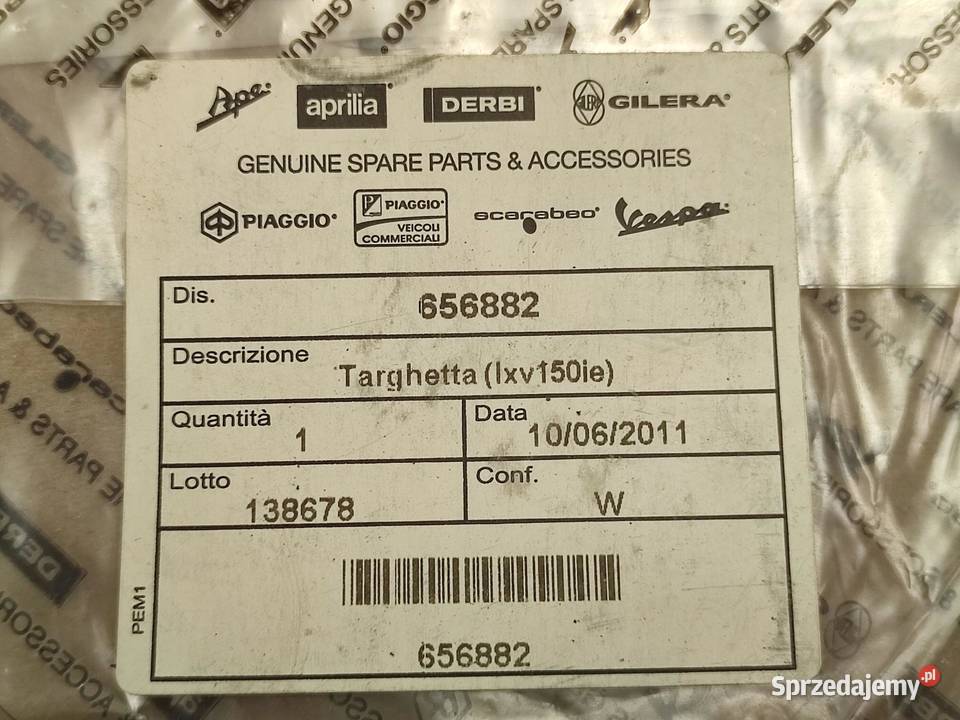 NAKLEJKA LX 150 IE NA PRAWY BOCZEK VESPA LX 150