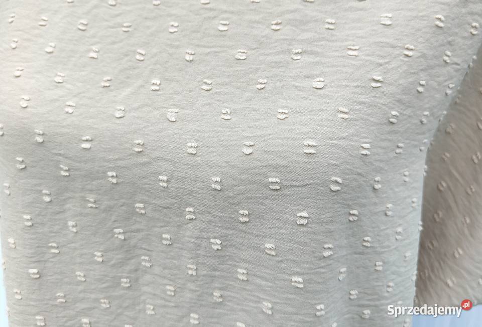 Prosta beżowa bluzka XL 42 XXL 44 top pudełkowa brązowy/beżowy