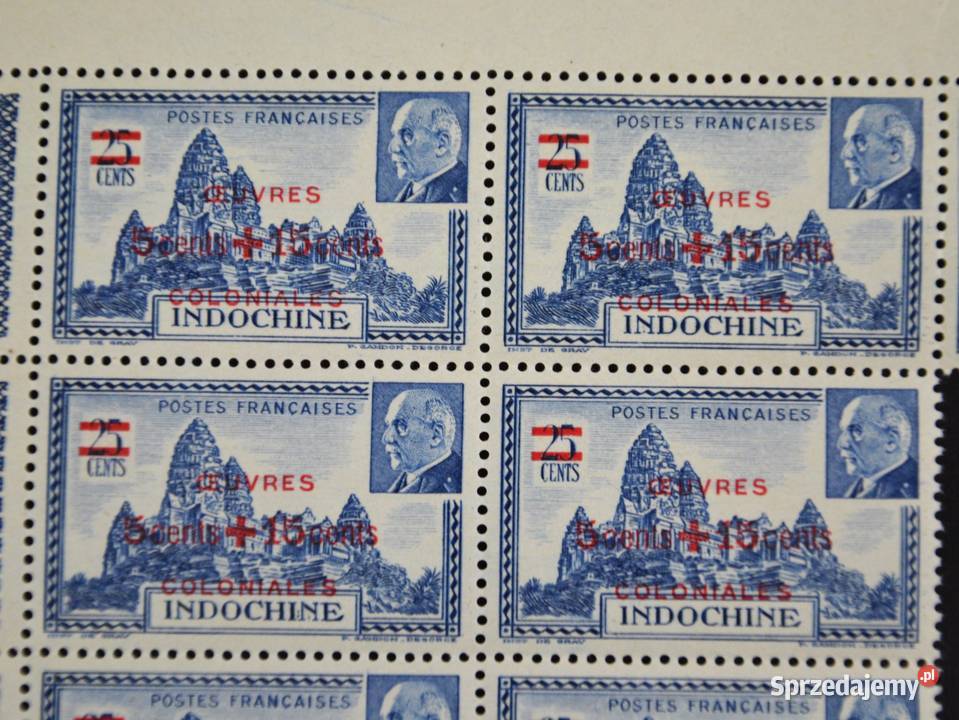 Znaczek kolonialny Indochiny Francuskie Angkor Bronisze