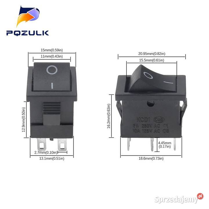 Prostokątny przełącznik kołyskowy wpuszczany Bydgoszcz