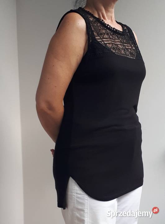Bluzka czarna koronka S 36 HM wiskoza Warszawa
