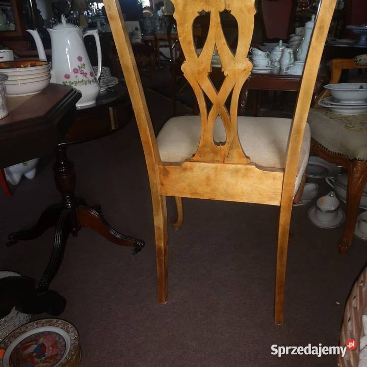 Krzesło piękne drewno orzech tapicerka miodowa Gdańsk sprzedam