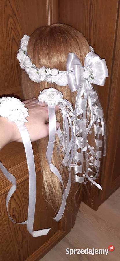 Wianek komunijny śnieżnobiały komplet Borów