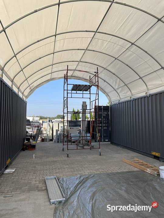 Zadaszenie kontenerowe 6x6m ze ścianą tylną PVC Wrocław