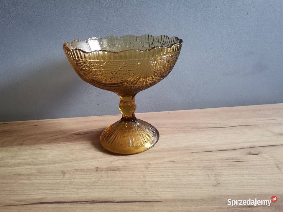 Stara nieużywana owocarka Girlandy szkło miodowe śląskie Katowice