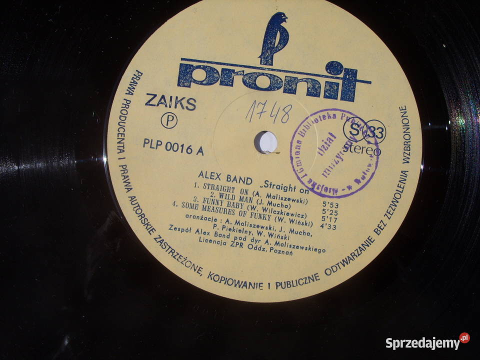 LPJazz Winyl ALEX BAND STRAIGHT ON Pronit 0016 dolnośląskie sprzedam