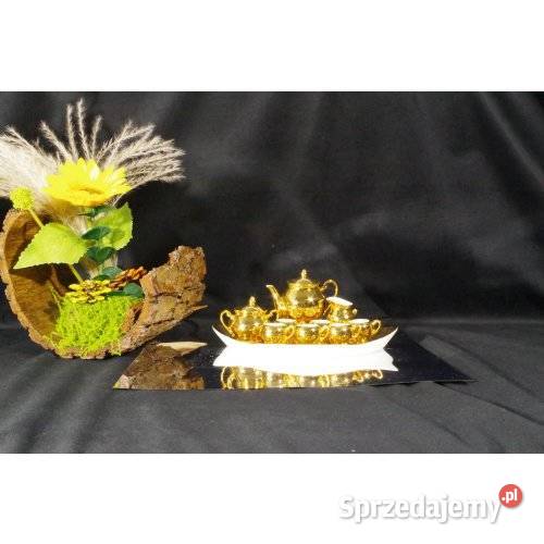 Ćmielów miniaturowy złoty serwis kawowy 6 osób sprzedam