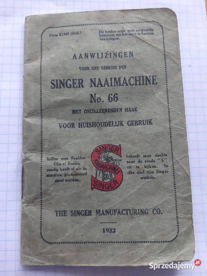 Singer - instrukcja obsługi maszyny do szycia z 1932 roku
