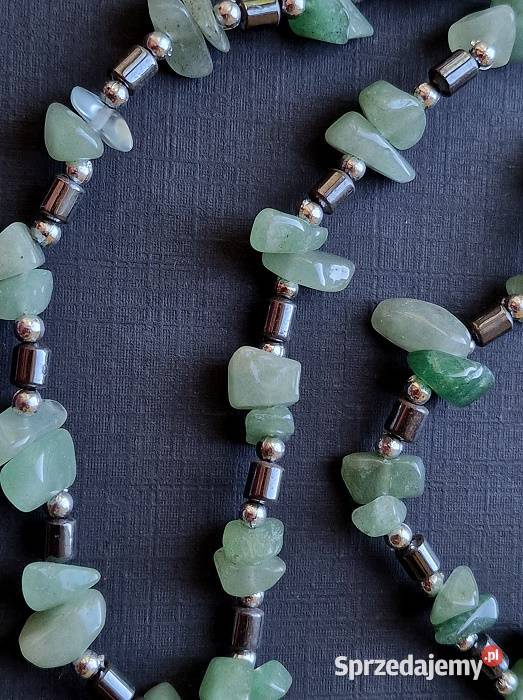 HEMATYT I ZIELONY AWENTURYN NATURALNY NASZYJNIK Częstochowa